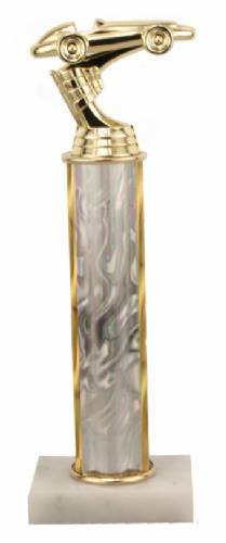 Racing Trophy - Asian Marble Base - Lava Flow - Silver - Choose Your Size