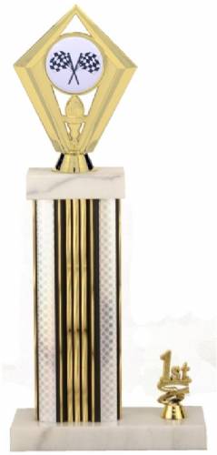 Racing Trophy - Asian Marble Base - Prism - Silver/Gold