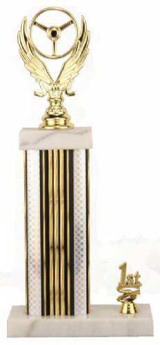 Racing Trophy - Asian Marble Base - Prism - Silver/Gold