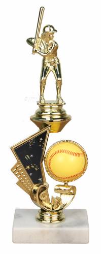 10.5" Spinner Softball Trophy - Marble Base - Motion Graphics