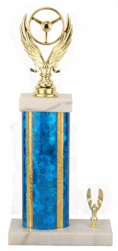 Racing Trophy - Asian Marble Base - Star Blast - Blue/Gold