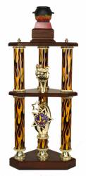 3 Post 2 Tier BBQ Best Chili Cook-Off Trophy - 27"