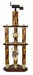 3 Post 2 Tier BBQ Smoker Cook-Off Trophy - 31.5"