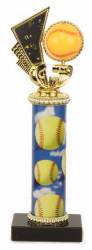 Female Softball Trophy - Black Marble Base - Softball Column