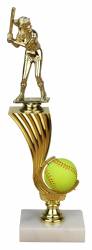 12" Spinner Softball Trophy - Marble Base - Female Figure