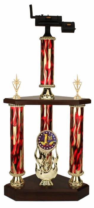 3 Post BBQ Smoker Cooking Trophy - 25.5 "