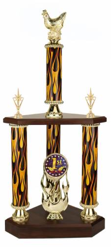 3 Post BBQ Best Chicken Cooking Trophy - 25.5 "