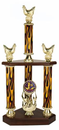 3 Post BBQ Best Chicken Cooking Trophy - 25.5 "