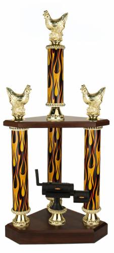 3 Post BBQ Best Chicken Cooking Trophy - 25.5 "