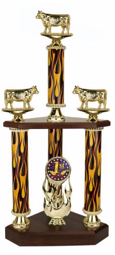 3 Post BBQ Best Beef Cooking Trophy - 25.5 "