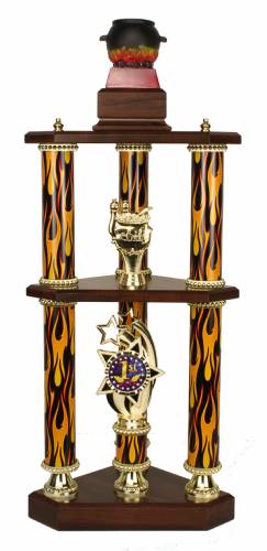 3 Post 2 Tier BBQ Best Chili Cook-Off Trophy - 27"