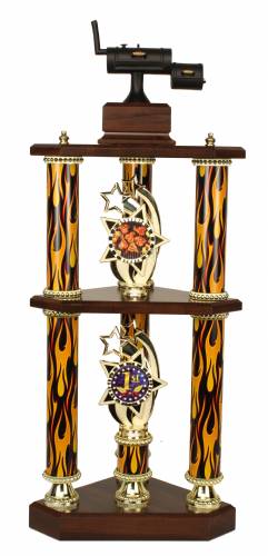 3 Post 2 Tier BBQ Smoker Cook-Off Trophy - 27"