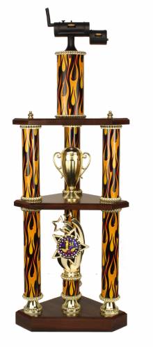 3 Post 2 Tier BBQ Smoker Cook-Off Trophy - 31.5"