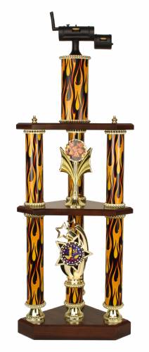 3 Post 2 Tier BBQ Smoker Cook-Off Trophy - 31.5"