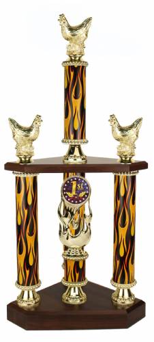 3 Post BBQ Best Chicken Cooking Trophy - 25.5 "