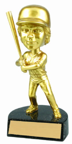 6" Resin Bobble Head Award - Female Baseball