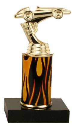 Racing Trophy - Black Marble Base - Derby Car - Choose Column - 7.0"