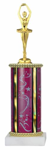 Female Ballerina Trophy - Marble Base - Pink Dance Column - Wide Oval