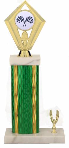 Racing Trophy - Asian Marble Base - Diamond - Green/Gold