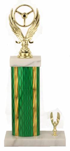 Racing Trophy - Asian Marble Base - Diamond - Green/Gold