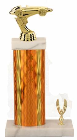 Racing Trophy - Asian Marble Base - Diamond - Orange/Gold