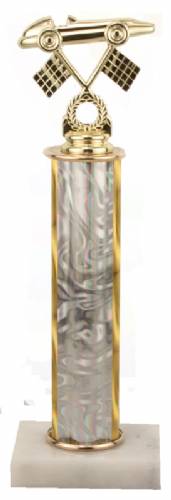 Racing Trophy - Asian Marble Base - Lava Flow - Silver - Choose Your Size