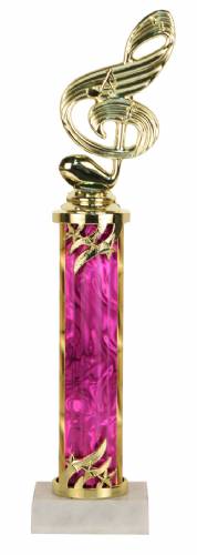 Deluxe Music Trophy - Marble Base - Pink Column