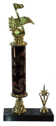 Deluxe Music Note Trophy - Marble Base - Music Column