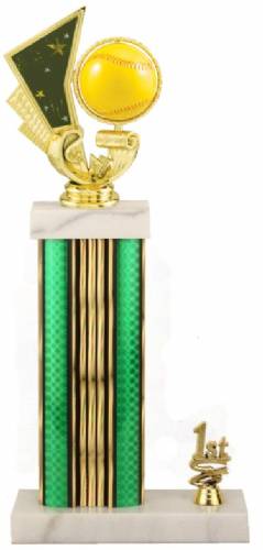 Softball Trophy - Asian Marble Base - Prism - Green/Gold