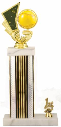 Softball Trophy - Asian Marble Base - Prism - Silver/Gold