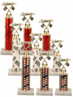 Racing Trophy Set of 3 - Pinewood Derby - Pinecar - Choose your Column Color