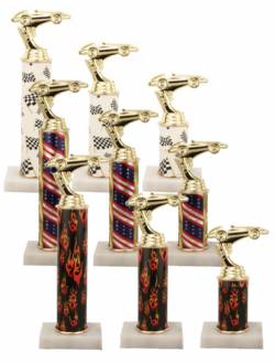 Racing Trophy Set of 3 - Pinewood Derby - Pinecar - Choose your Column Color