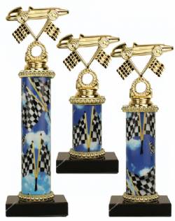 Racing Trophy Set of 3 Deluxe - Pinewood Derby - Pinecar - Choose your Column Color