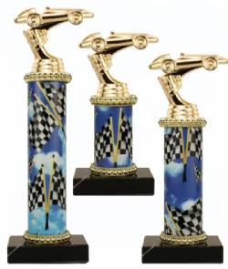 Racing Trophy Set of 3 Deluxe - Pinewood Derby - Pinecar - Choose your Column Color