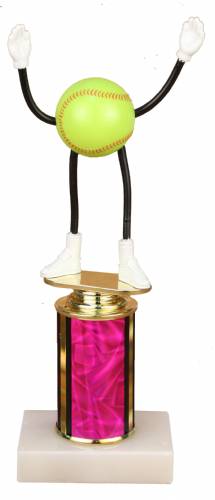 Bendable Softball Trophy - Marble Base - Pink Column