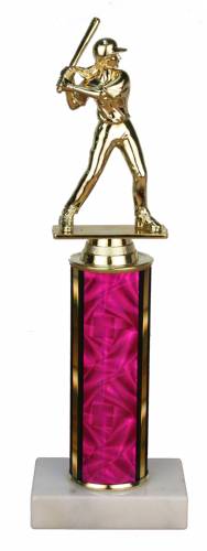 Female Softball Trophy - Marble Base - Pink Column