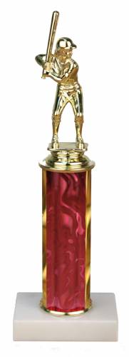 Female Softball Trophy - Marble Base - Pink Column