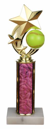 Spinner Softball Trophy - Marble Base - Pink Column