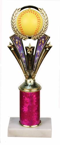 Spinner Softball Trophy - Marble Base - Pink Column