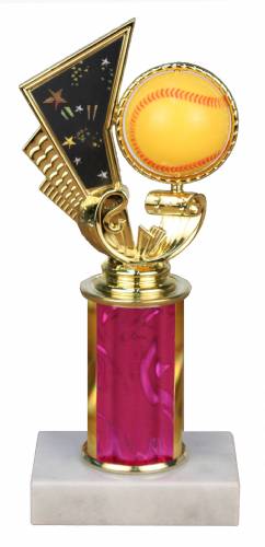 Spinner Softball Trophy - Marble Base - Pink Column