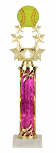 Female Softball Trophy - Marble Base - Pink Column