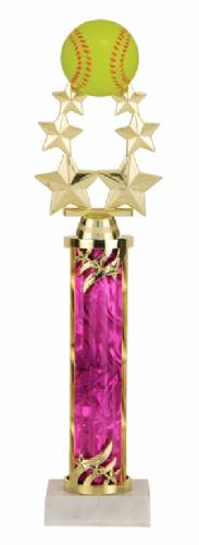 Female Softball Trophy - Marble Base - Pink Column