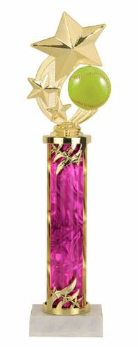 Spinner Softball Trophy - Marble Base - Pink Column