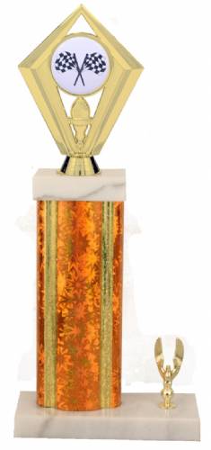 Racing Trophy - Asian Marble Base - Star Blast - Orange/Gold