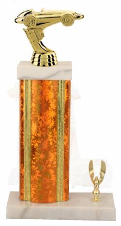 Racing Trophy - Asian Marble Base - Star Blast - Orange/Gold