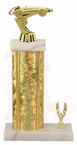 Racing Trophy - Asian Marble Base - Star Blast - Gold/Gold