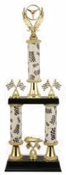 2 Post Racing Trophy - Checkered Flag Theme