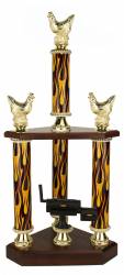 3 Post BBQ Best Chicken Cooking Trophy - 25.5 "