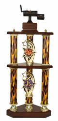 3 Post 2 Tier BBQ Smoker Cook-Off Trophy - 27"