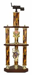 3 Post 2 Tier BBQ Smoker Cook-Off Trophy - 31.5"